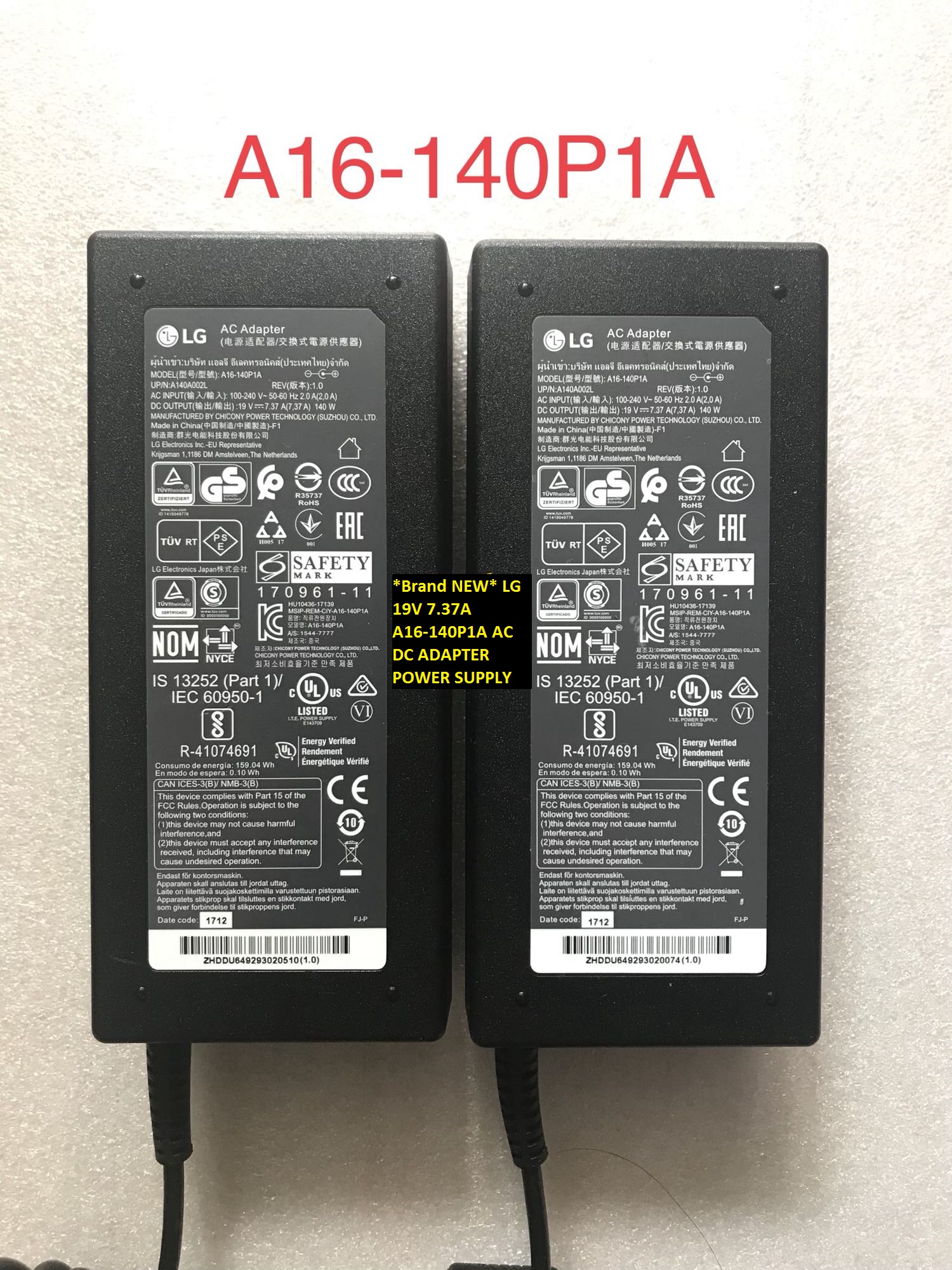 *Brand NEW*POWER SUPPLY 19V 7.37A LG A16-140P1A AC DC ADAPTER - Click Image to Close
